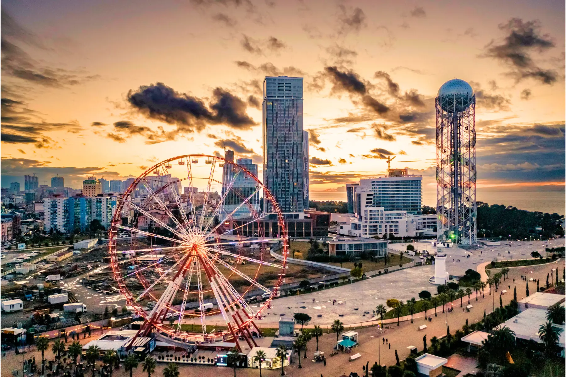 Overheat view of Batumi at sunset