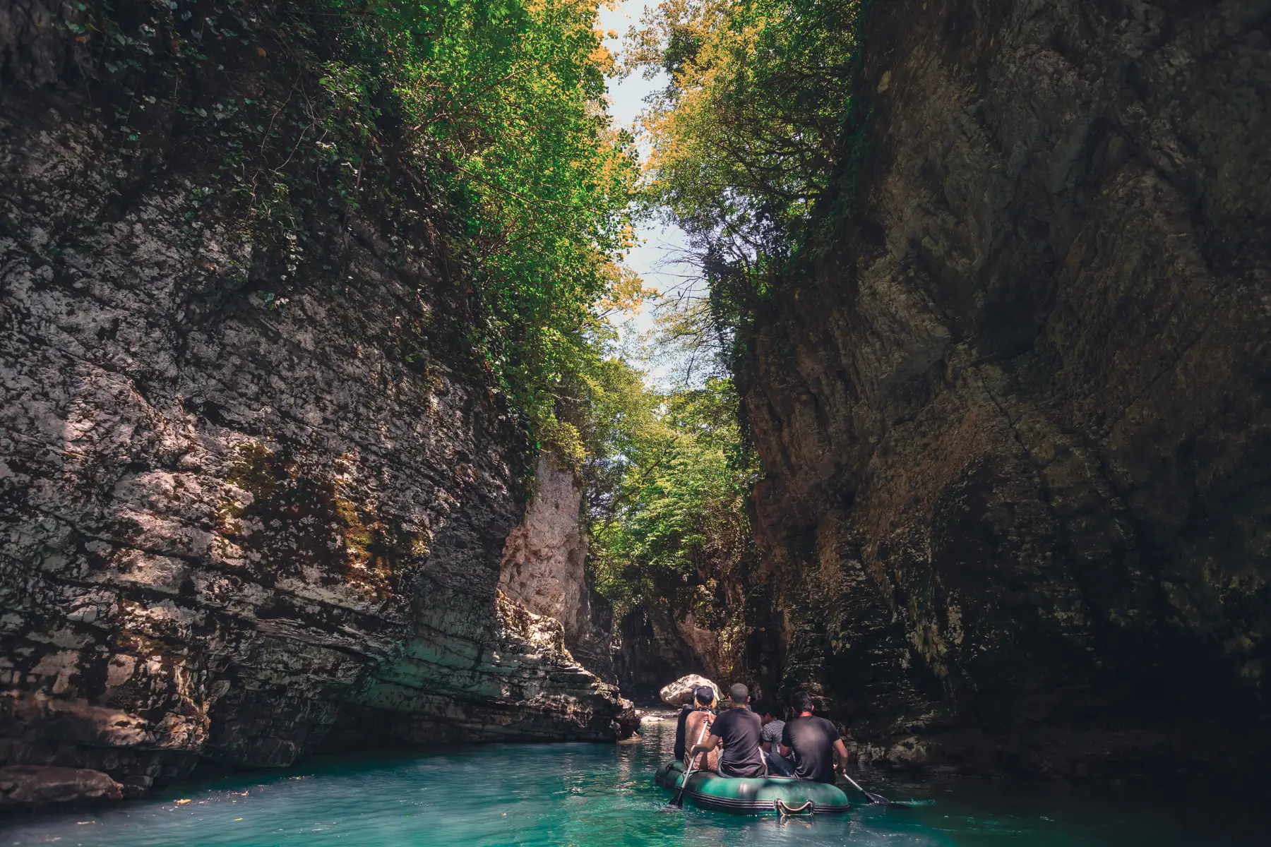 Tourist Boat in Martvili Canyon in Georgia